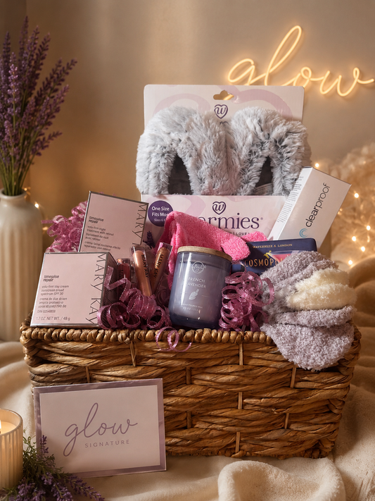 A-002 The Signature Glow Basket | A luxurious self-care experience designed to help her relax, refresh, and glow.